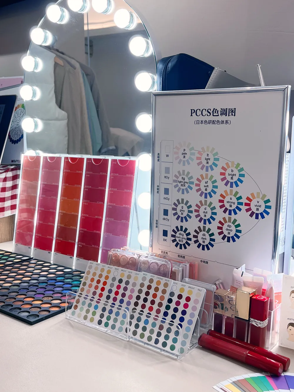 個人色彩檢測工具：PCCS 色調圖、色卡與唇彩色票
