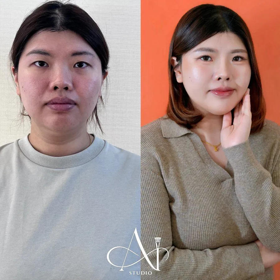 台南彩妝課學員上課前後妝容對比
