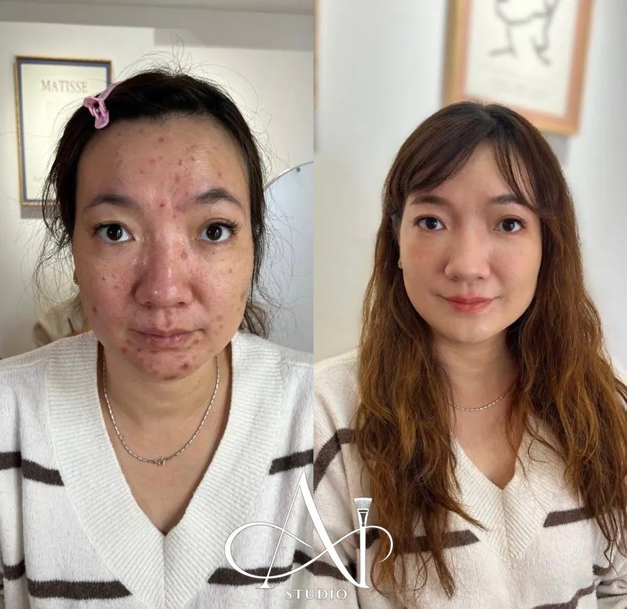 台南彩妝課學員上課前後妝容對比